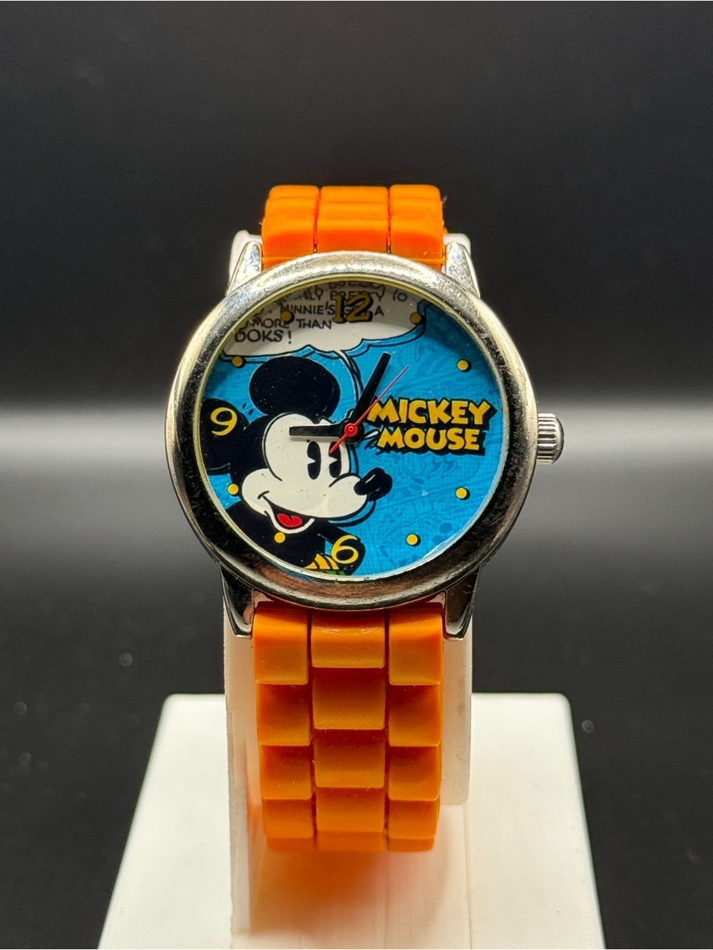 Vintage Disney Special Edition Mickey Mouse Watch Comic Dial SII Orange Band